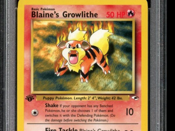 PSA 9 Blaine's Growlithe 35/132 1st Edition - Gym Heroes